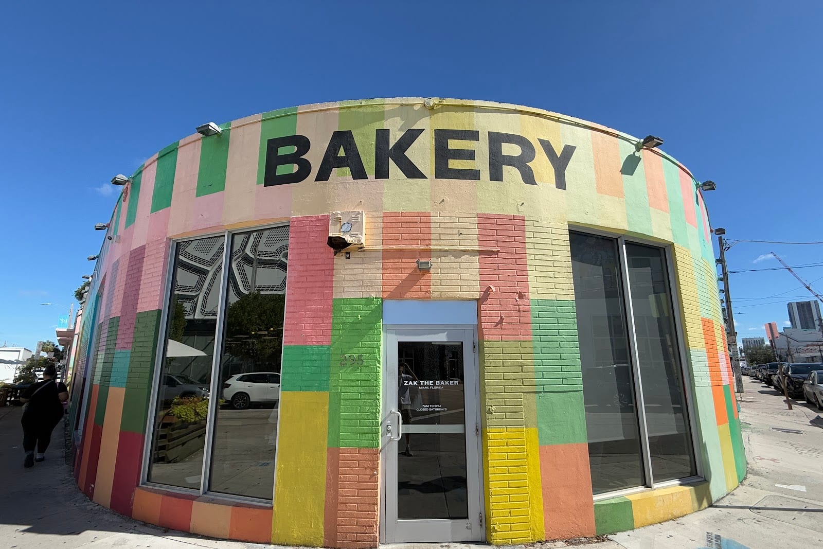 Colourful painted exterior of Zak the Baker bakery in Wynwood, Miami