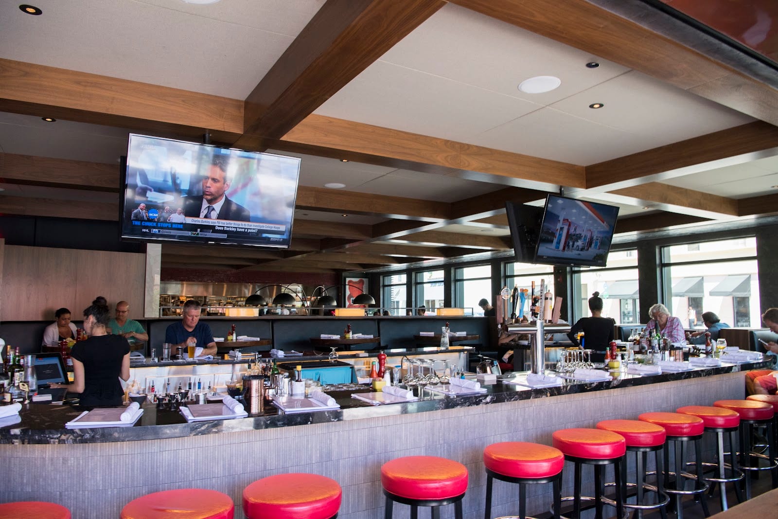 Bar and dining counter at Doc B's Restaurant and Bar in Coral Gables