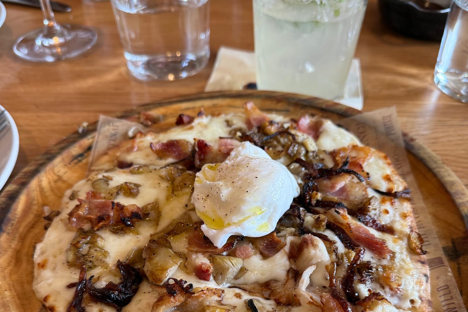 Spanish flatbread with egg at Bulla Gastrobar in Coral Gables